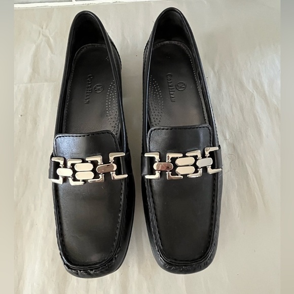 Cole Haan Black Leather Classic Loafers Chunky Silver Accent Women’s Size 9AA - Picture 1 of 9